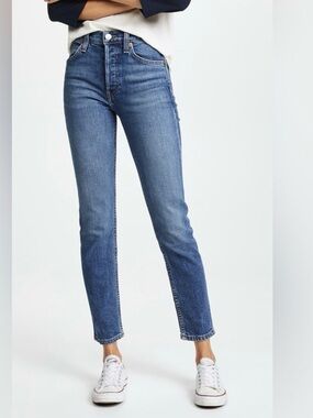 Re/Done Jeans 90s High Rise Ankle Cropped Dark Blue Jeans Women’s size 31